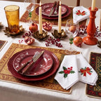 HunnmingRe 12 Pcs Classic Christmas Embroidered Cloth Napkins, 17x17 Inch - Image 6