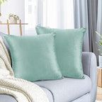 Nestl Throw Pillow Covers, Cozy Velvet Decorative Autumn Pillow Covers 22 x 22 Inches, Soft Solid Couch Pillow Covers for Sofa, Bed and Car, Set of 2 - Aqua Light Blue by Nestl