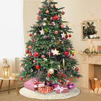 Dremisland Christmas Tree Skirt 48In White&Gold Luxury Faux Fur Tree Skirt - Image 5
