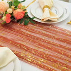 Snowkingdom 10Pcs Terracotta Gold Table Runner Glitter Sheer Gauze 10ft by Snowkingdom