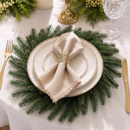 Christmas Placemat Set of 12 Artificial Norfolk Wreath Charger - Image 6