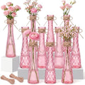 Set of 12 Pink Glass Bud Vases for Centerpiece, Assorted by Unknown