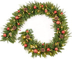 9FT Red Gold Christmas Garland Prelit with Battery Operated 50 LED Lights,Holiday Decoration Stairs Mantle Door Indoor Outdoor by AmerzestXmastree