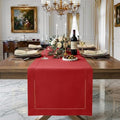 Signature Linen™ by D'Moksha, Bright Red Table Runner 90 Inches Long, 100% Pure Linen, Hemstitch, 14 x 90 Inch Table Runner for Dresser, Dining- Fall, Weddings, Outdoor Hosting by DMokshaHomes