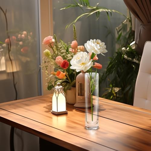 12 Pack 7.5 Inch Glass Cylinder Bud Vases for Centerpieces Clear Slim Flower Vases Tall Glass Cylinder Vase Small Vase for Single Rose Vases Bulk, Home Aesthetic Desk Decor - Image 5