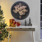 CLXEAST 24 Inch Wall Clock with Real Moving Gears,World Map Pattern - Image 5