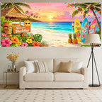 ANNA QUEEN 7x16 ft Garage Door Banner,Reusable Large Outdoor Backdrop for Tropical,Patriotic,Graduation and Christmas Party Decorations (Hawaiian Tropical Beach) - Image 5