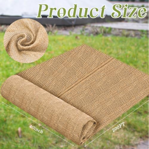Buryeah 1 Pack 40 Inch X 200 ft Burlap Fabrics Roll Natural Jute Garden - Image 2