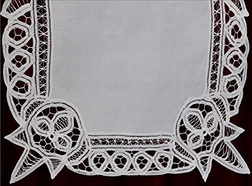 Creative Linens White Battenburg Lace Table Runner 16x70 Inch Dresser Scarf - Image 2