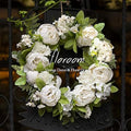 Floroom Floral Wreath, Artificial White Peony Wreath, 15"-16" Front Door Decorations Wall Decor by Floroom