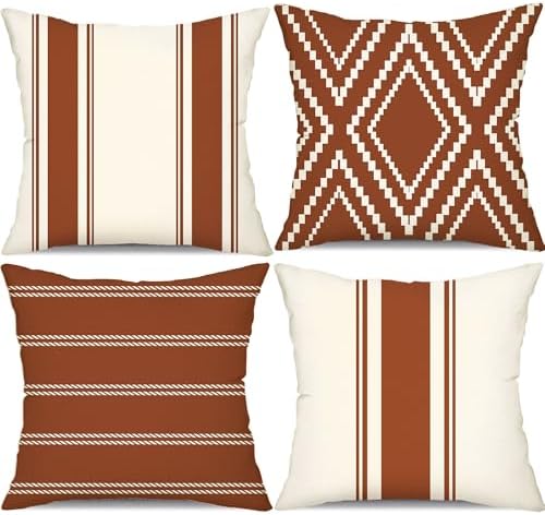 DFXSZ Outdoor Rust Waterproof Geometry Pillow Covers 20x20 Set of 4 by DFXSZ