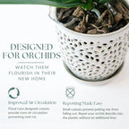 Elegant Orchid Pot with Holes, Large 6.5 inch Premium Porcelain Ceramic Orchid Pot for Repotting, Durable Ceramic Planter with Removable Saucer for Easy Drain, Planter Gifts for Moms - Image 5