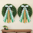 2 Pcs St Patricks Day Clover Ribbon Bow for Wreath Sash for Front Door - Image 5