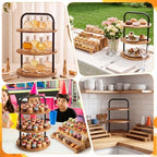 3 Pack Wooden Cupcake Stand 3 Tier Large Tiered Risers Set - Image 3