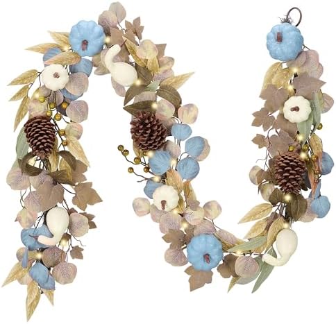 DecorbyHannah 6ft Fall Garland for Mantle with Lights, Pumpkin, Pinecone by DecorbyHannah