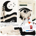 Macrame Kit for Beginners - DIY Rope Canvas Wall Art Kit with Ropes Supplies & Tools | DIY Macrame Art Wall Hanging Decor Starter Set, Craft Kits for Adults, Boho Aesthetic Home Decoration (Black) by BeadHub