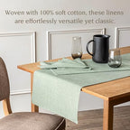 Over&Back 18x108 Woven Chambray Cotton Table Runner - Washable Table Runners for a Custom Home Decor Tablescape - Coffee Table, Dinner Table, Living Room - Green - Image 3