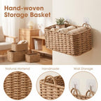 3 Pcs Wall Hanging Baskets, Wicker Baskets for Wall - Image 3