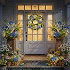 Valery Madelyn 24" Hydrangeas Spring Summer Wreaths for Front Door - Image 3