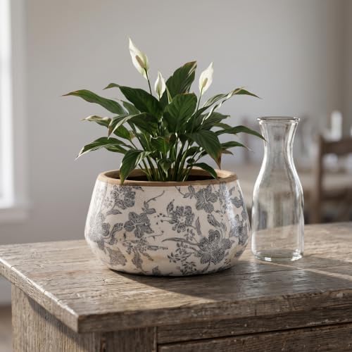 Ceramic Planter Pot, Grey Flower Pot with Drainage Hole, 7.8in - Image 5