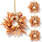 4 Pcs Small Fall Hanging Wreaths with Artificial Autumn Flowers Warm Orange Fall Foliage Wheat Spike Accents Rustic Burlap Ribbon Mini Cabinet Wreath for Farmhouse Thanksgiving Harvest Party Decor by Unknown