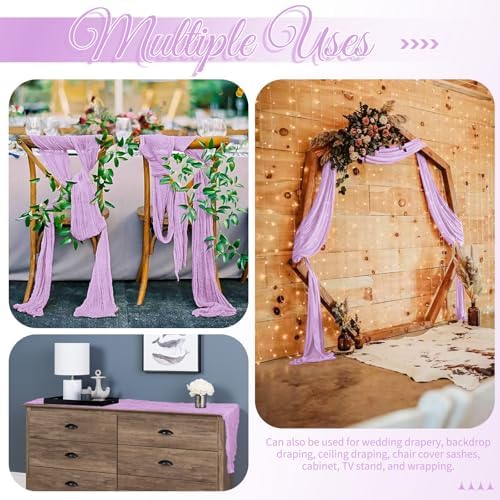16 Pack Lavender Table Runner 10FT Cheesecloth Table Runner Boho Gauze Table Runners Long Rustic Sheer Fabric Table Runners for Wedding Party Bridal Shower Farmhouse & Home Decor - Image 5
