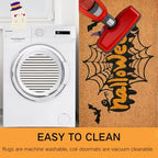 Halloween Front Door Mat Combo Set, Spider Web Coco Coir Welcome Doormat -28" x 43" Black and White Striped Rug, Autumn Fall Porch Entryway Decor Floor Mat - Image 7