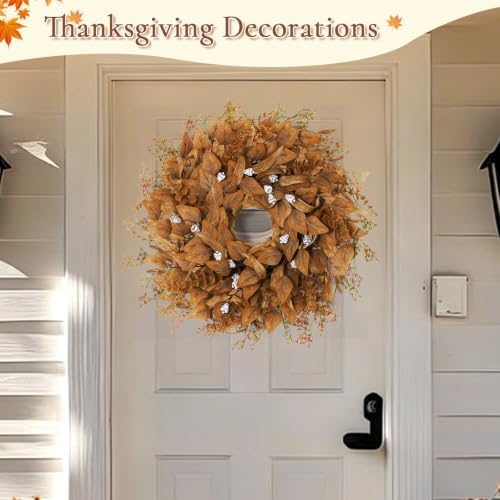 28 Inch Fall Wreath for Front Door, Artificial Eucalyptus Porch Decor - Image 5