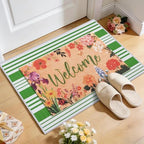 2 Pcs Floral Welcome Doormat Set, Front Door Mat with Non Slip Rubber Backing, Spring Outdoor Entryway Porch Mat Decor Farmhouse Floral Welcome Mat Set for Seasonal Home Indoor Decor - Image 5