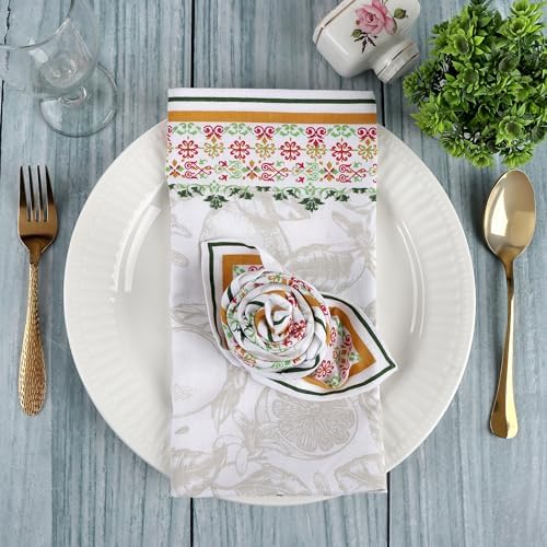 FINGERCRAFT Cloth Napkins Set of 12 Cotton Linen, 20x20 Inch, Lemon - Image 5