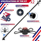 ZMTECH 2 Pack 5FT Flag Pole Kit with Solar Light and Proud American Flag, Adjustable Bracket and Upgraded Tangle-Free Ring 1" Stainless Steel Flagpole for Day and Night, Residential, Commercial, Black - Image 2