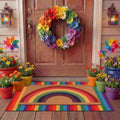 Drydiet 2 Pcs Pride Month Layered Doormats Rainbow LGBTQ Coir Welcome Mat by Drydiet