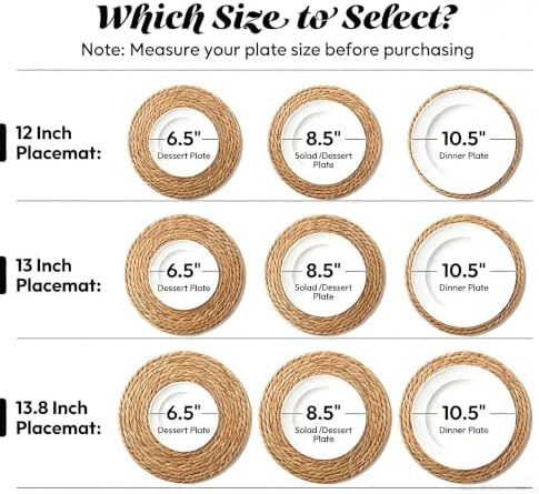13.8" Round Woven Placemats, Plate Chargers for Dining Table - Image 2