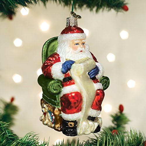 Old World Christmas Santa Checking His List Glass Blown Ornament for Christmas Tree, Handcrafted Holiday Decoration, Santa Collection - Image 2