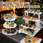 Roowest Wood Cake Stands Set of 6 Wood Dessert Tower Dessert Trays Desert Stands Cupcake Stand Rustic 3 Tier Farmhouse Cupcake Serving Stands with Dessert Trays for Tea Party(White) - Image 6