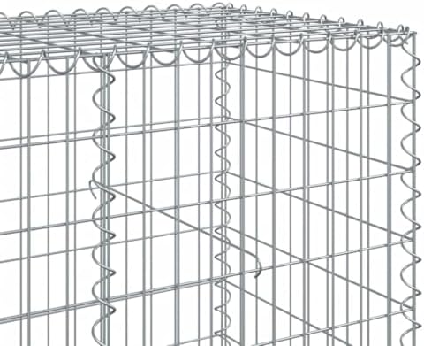 vidaXL Gabion Basket with Cover 39.4"x39.4"x39.4" Galvanized Iron - Image 4