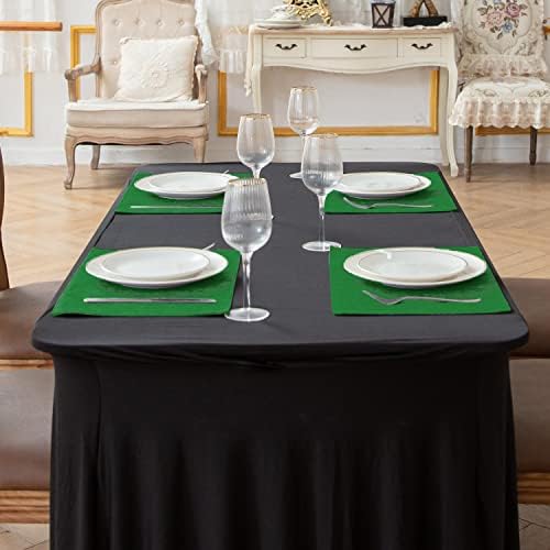 Cloth Green Placemats Set of 8, Linen Type Fabric Placemats Machine Washable Heat Resistant Placemats Polyester Place Mats for Halloween, Thanksgiving and Christmas Dining Table (Forest Green) - Image 3