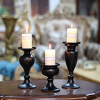 Sziqiqi Pillar Candle Holders Set of 3 Black for Table Mantle Fireplace Decor Modern Farmhouse Home Decor - Image 4