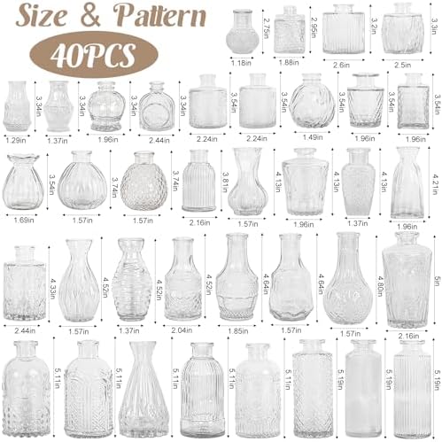 40Pcs Mini Vintage Clear Glass Bud Vase Set - Image 2