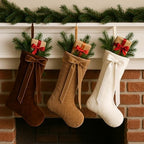 Leumoi 18 Inch Velvet Christmas Stockings Set of 6 Rustic Farmhouse Mantels - Image 2