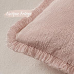MIULEE Linen Fringe Decorative Euro Throw Pillow Covers Light Pink 26x26 - Image 3