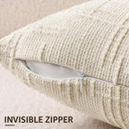 decorUhome Textured Chenille Throw Pillow Covers 18x18 Set of 2 Light Cream - Image 3