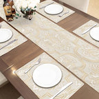 Loom and Mill Elegant Damask Jacquard Table Runner 13x90 inch, Beige Gold - Image 7