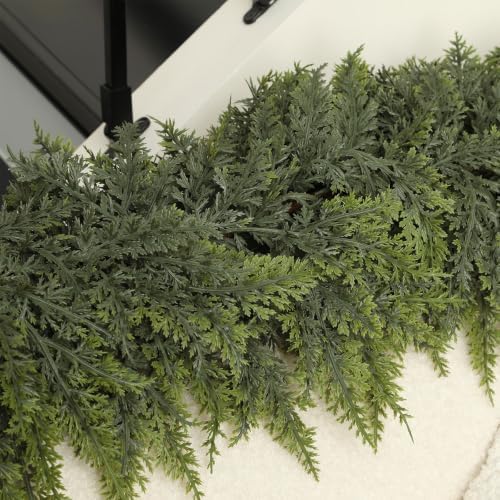 12FT Extra Full Christmas Cedar Garland Artificial Realistic Soft Thick Lush Cedar Pine Garland for Fireplace Mantel Stairs Indoor Outdoor - Image 4