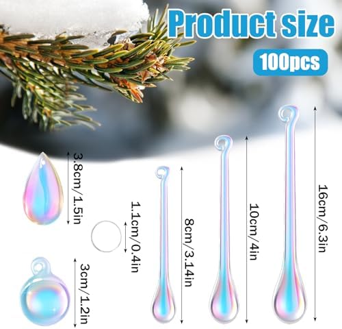 Vercraft 100 Pcs Christmas Tree Acrylic Hanging Ornaments, Laser Color - Image 2