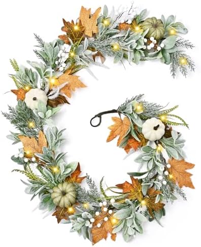 Waipfaru Fall Decor, 6 Ft Fall Garland for Mantle by Waipfaru