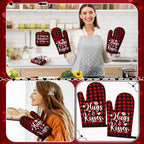 VitalCozy 10 Pcs Valentine's Day Buffalo Plaid Kitchen Decor Set Oven Mitts and Pot Holders Heart Kitchen Towels and Rugs for Chef Baking Cooking Grilling BBQ Gift - Image 5