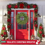 26 Inch Realistic Christmas Wreath, Soft Bendable Christmas Wreaths for Front Door,Winter Wreaths for Front Door, Outdoor Christmas Wreath for Wall Windows,Christmas Thanksgiving Decorations Indoor - Image 2