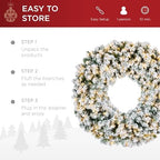 Best Choice Products 36in Large Flocked Artificial Pre-Lit Fir Christmas Wreath Holiday Accent Decoration w/ 150 2-in-1 LED Lights, 300 PVC Tips - Image 5