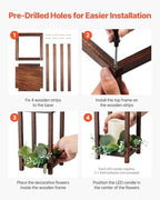 VEVOR 12 Set/36 Pcs Wooden Wedding Lantern Centerpiece, Includes 12 Wooden Lantern Candle Holder 12 Flameless LED Candle 12 Eucalyptus Leaves Wreath for Wedding Table Party Farmhouse Decor, Brown - Image 5